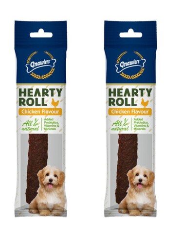 Gnawlers Hearty Roll 4.5" Dog Treat 40g   Chicken Flavor   Pack 2