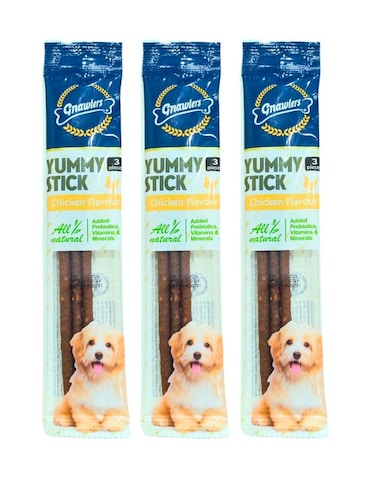 Gnawlers Yummy Meaty Stick for Dogs Chicken Flavour 20g (3 Sticks) Pack of 3   Tasty Dog Treat