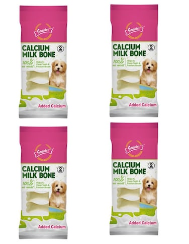 Gnawlers Calcium Milk Bone 2" Small Dog Snack 18g   2pcs x 4 Pack