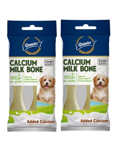 Gnawlers Calcium Milk Bone 4" Dog Snack 110g   2 Pack