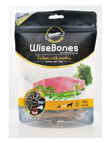 Gnawlers Wisebones Turkey with Parsley Small 15pcs/Pack 200g   Healthy Dog Chews