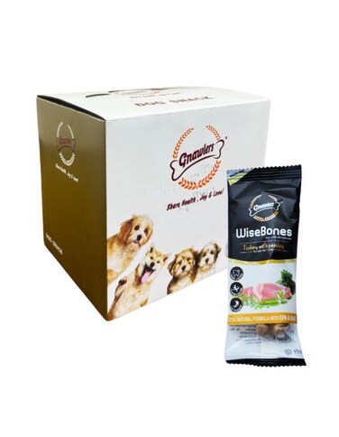 Gnawlers Wisebones Turkey with Parsley Small 36pcs Display Box   Healthy Dog Chews