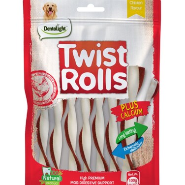Dentalight 5" Twist Rolls Small Dog Treats &ndash; Chicken Flavor, 100g
