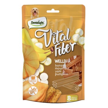 Dentalight Vital Fiber Wellbars 3" Treat for Dogs Banana, Mountain Yam &amp; Pumpkin 80g &ndash; 8PC Pack