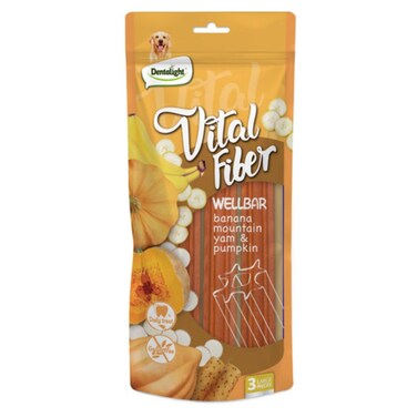 Dentalight Vital Fiber Wellbars 6" Treat for Dogs Banana, Mountain Yam &amp; Pumpkin 250g &ndash; 3PC Pack