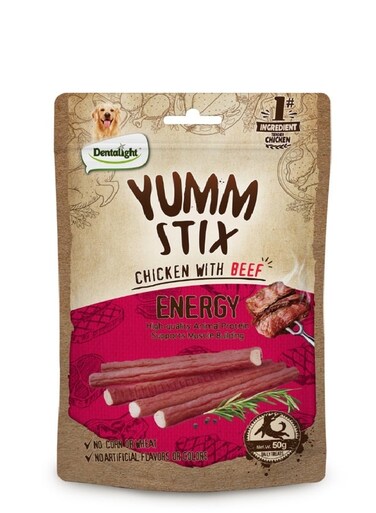 دينتالايت يوم ستكس مكافآت للكلاب بالدجاج مع اللحم البقري – 50 غ