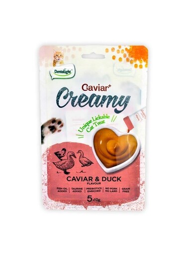 علاج القطط الكريمي القابل للّعق بالكافيار والبط - 50 جرام