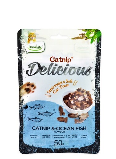 علاج قطط ناعم شبه رطب بنكهة النعناع البري وسمك المحيط - 50 جرام