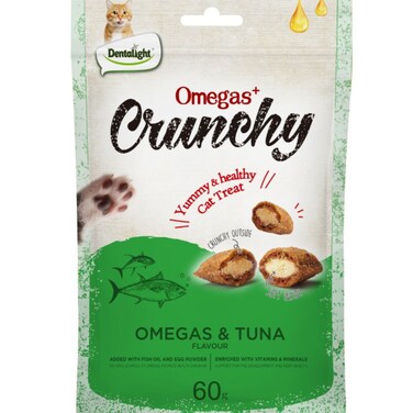 Dentalight Omegas+ Crunchy Cat Treats &ndash; Tuna Flavor, 60g with Omega Fatty Acids
