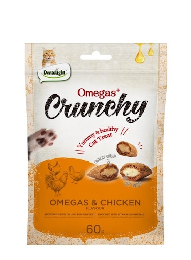 وجبات خفيفة مقرمشة للقطط مع أوميغا ودجاج - 60 جرام