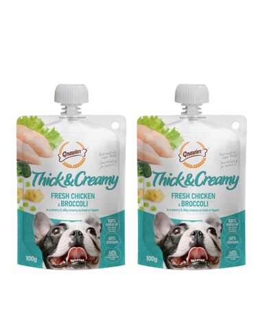 Gnawlers Thick &amp; Creamy Dog Treat 100g   Chicken &amp; Broccoli, 8pcs, 2 Pack
