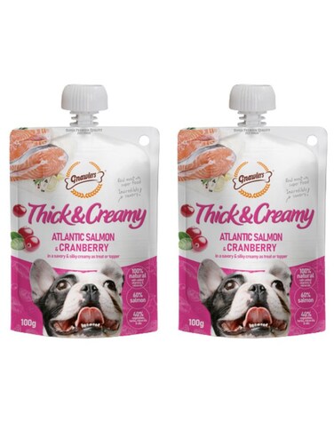Gnawlers Thick &amp; Creamy Dog Treat 100g   Atlantic Salmon &amp; Cranberry, 8pcs, 2 Pack