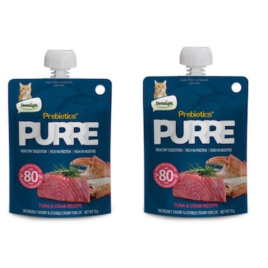 Dentalight Prebiotics+ Purr&eacute; Creamy Cat Treat 55g 2PC &ndash; Tuna &amp; Crab Flavor