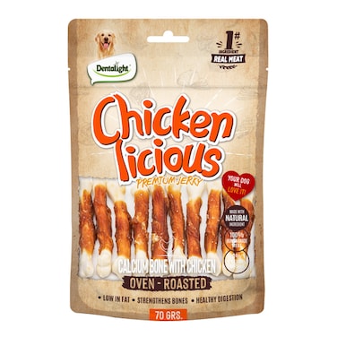 Dentalight Chicken Licious Jerky Treats For Dogs-Calcium Bone With Chicken 70g
