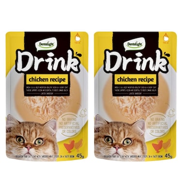 Dentalight Cat Drink Chicken 45g 2PC Pack &ndash; Natural Cat Hydration Drink