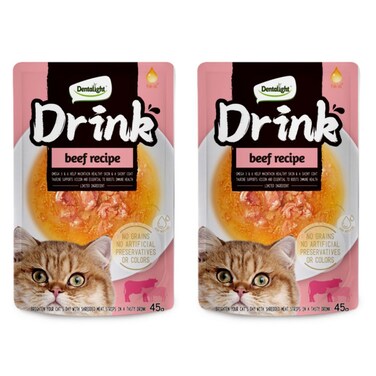 Dentalight Cat Drink 2PC Beef 45g Pack &ndash; Nutritious Cat Hydration Drink