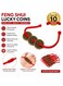 Feng Shui Lucky Coins with Red String Wealth Prosperity Charm Pack of 10
