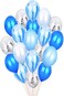 20 Piece Silver Metallic Latex Balloons Set with Confetti and Marble Balloons