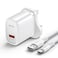 Yesido Quick Charger QC18W UK Plug With USB A To USB C Cable YC85C White