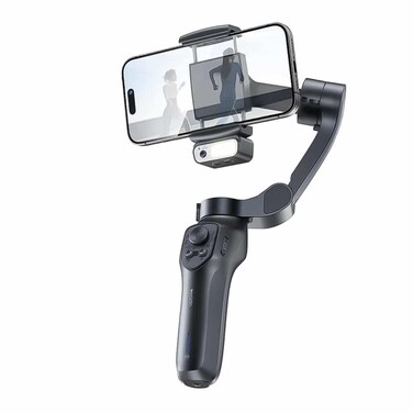 مثبت جيمبال ثلاثي المحاور، جهاز تتبع الوجه Yesido SF21 مع كاميرا قوية وبطارية مدمجة وإضاءة إضافية - أسود