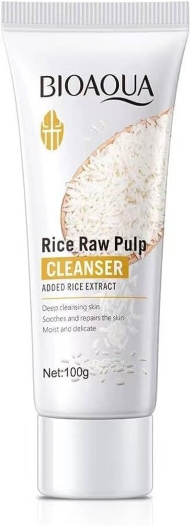 BIOAQUA Rice Extract Facial Cleanser &ndash; Deep Cleansing Hydrating Face Wash, Brightening Moisturizing Rice Face Cleanser for Dry Oily Combination Skin, Gentle Soothing Daily Skin Cleanser 100g
