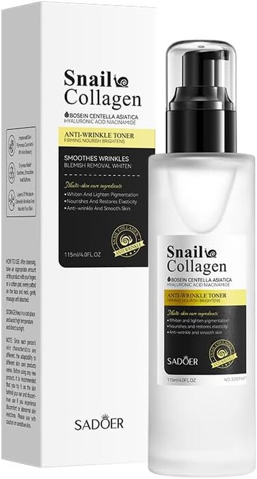 SADOER Snail Collagen Anti-Wrinkle Serum with Centella Asiatica Hyaluronic Acid &amp; Niacinamide &ndash; Firming Repair Hydrating Whitening Serum for Face &amp; Neck