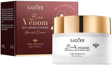 SADOER Bee Venom Anti-Wrinkle Firming Nourishing Face Cream 50g Hydrating Moisturizer for Fine Lines, Wrinkle Smoothing, Skin Firming, Mature Skin Care, Soft &amp; Supple Texture, Daily Use Cream
