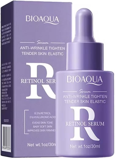 BIOAQUA Vitamin C Retinol Hyaluronic Acid Serum, Moisturising Face Essence for Brightening and Firming, 30ml (Purple)