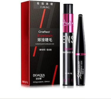 Bioaqua Grafting Light Feather Mascara Combo Pack &ndash; Curling Lengthening Volumizing Mascara + Feather Lash Grafting Formula, Smudge-Resistant, Natural False Lash Effect