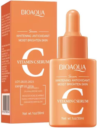 BIOAQUA Vitamin C Retinol Hyaluronic Acid Serum, Moisturising Face Essence for Brightening and Firming, 30ml (Orange)