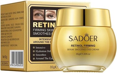 SADOER Retinol Firming Eye Cream for Dark Circles Puffiness and Fine Lines Intensive Hydration Smoothing Eye Care for Delicate Under Eye Skin, 35g