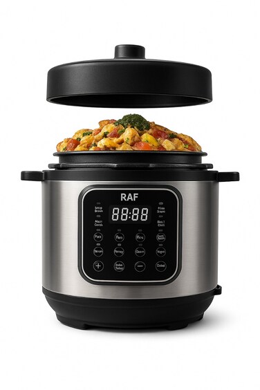 RAF 6L Electric Pressure Cooker 1000W   Smart Digital Rice &amp; Pressure Cooker   One-Touch Cooking Programs   24-Hour Delay Timer &amp; Keep Warm   Stainless Steel Electric Cooker