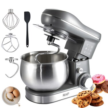 RAF Stand Mixer 1600W   4.0L Stainless Steel Bowl Cake Mixer   6-Speed Control with Pulse Mode   3-in-1 Dough Hook, Whisk &amp; Beater Mixer for Baking &amp; Kitchen Use - Black