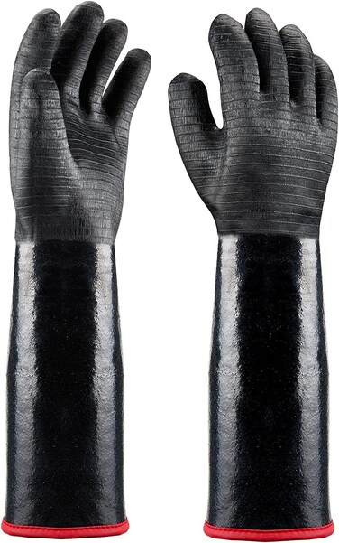 Replacement for Oven Gloves Neoprene Coating BBQGO 932℉/500℃ Heat Resistance Waterproof Fire-proof Anti-Acid Anti Alkali Protective Gloves for Barbecue Baking Gardening and Industrial Uses
