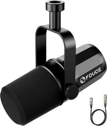 FDUCE SL40X XLR Dynamic Microphone for Vocal Recording, Podcasting, Gaming, Live Streaming&amp;Broadcasting, All Metal Cardioid Mic, Voice-Isolating Technology -Black