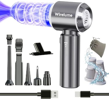 Handheld Car Vacuum Cleaner Cordless Powerful 22000Pa Strong Cyclonic Suction Blowing Brushless Motor Mini Portable Rechargeable Lightweight Blower for Pet Hair Vehicle Home Office Dark Grey