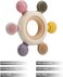 PandaEar Baby Teething Toys - Silicone Rudder Toy with Wooden Rings for Soothing Teething Pain Relief - Shower Gift for lnfants &amp; Toddlers 3+ Months (Pink)
