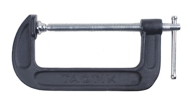 Tactix C-Clamp 6 Inch (150mm), Heavy-Duty Cast-Iron Body, Industrial Strength, Ideal for Woodworking, Gluing, Welding, Automotive and Repairs, Black- 215009