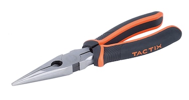 Tactix Long Needle Nose Pliers 8 Inches (200mm), Chrome-Nickel Steel, Soft Grip With Wire Cutter, Long Nose Cutting Pliers For Home, Jewelry, Crafts- 200003