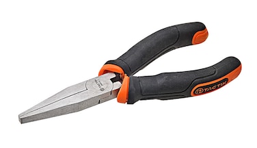 Tactix Flat Nose Pliers 160mm (6in), Precision Flat Tip Pliers for DIY, Electrical, Jewelry Making, and Small Repairs, Durable Steel Construction, Ergonomic Non-Slip Grip, TTX-200015