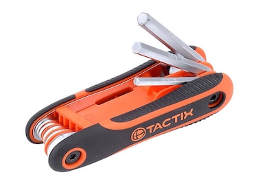 Tactix 8pcs Folding HEX Keys, Portable Allen Wrench Set, Chrome-Vanadium steel, Non-slip bi-material handle for Basic Home Repair and General Applications- 206201