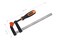 Tactix F Clamp, Steel Bar Clamp 300 x 120mm, Heavy Cast Iron Body, Non-Slip Bi-Material Handle for Woodworking, Metalworking, DIY, Back/Orange - 215427