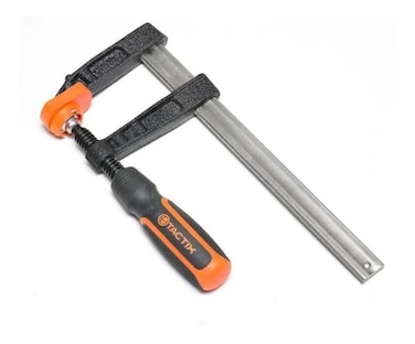 Tactix F Clamp, Steel Bar Clamp 1000 x 120mm, Heavy Cast Iron Body, Non-Slip Bi-Material Handle for Woodworking, Metalworking, DIY, Back/Orange - 215437