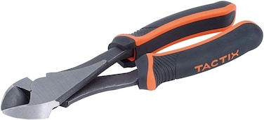Tactix Heavy Duty Diagonal Pliers - 190mm (7.5 Inch) for Cutting Wires, Cables and Nails, Chrome-Nickel Steel for Durability, Non-Slip Bi-Material Handle for Comfort and Precision - 200008