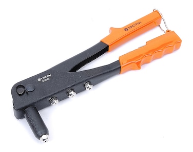 Tactix Rivet Gun, Manual Rivet Gun Kit, 10-Inch (250mm) with 2.4mm, 3.2mm, 4.0mm, 4.8mm Rivet Compatibility, Heavy Duty, Single Hand Riveter, for Plastic Metal Leather- 217001