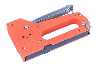 Tactix Staple Gun for Upholstery, Wood, Crafts, DIY and Professional Uses, Manual Stapler Uses 4-8mm Staples, With 100 High-Quality Staples, Orange - 218003