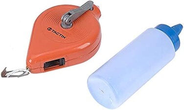 Tactix 2 Piece Chalk Line Reel Set with 30m (100ft) String Line &amp; 4 oz Blue Chalk Powder. Durable, precise tool for marking long, straight lines. Ideal for construction and DIY projects. TTX-258055