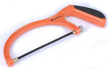 Tactix Hacksaw 6 Inches (150mm) Extra Fine Cut, Junior Hack Saw with Aluminum Frame SK4 Blade, Adjustable Blade Angle, Rubber Grip Handle, Black/Orange- 267111