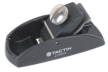 Tactix Wood Planer 3.5 inches, Mini Hand Planer for Woodworking, Block Plane, Small Hand Plane for Trimming, Wood Planing, Alloy Steel Blade, Die Cast Body, Black- 270003
