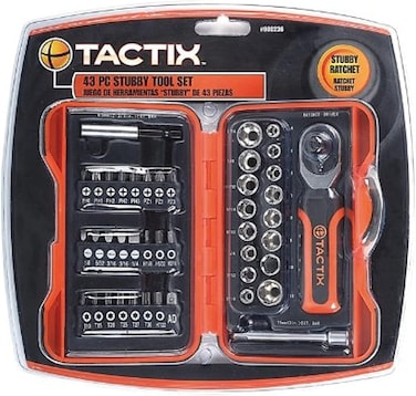 Tactix 43 Pieces Ratchet Stubby Torq Driver Set - Durable Chrome Vanadium Steel, Ideal for Home and Professional Use, Stubby Ratchet Handle, Perfect for Tight Spaces and Repairs, TTX-900236